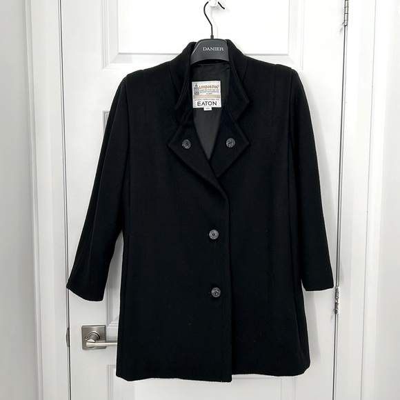 LONDON FOG - pure virgin wool winter coat black size 10 men - Picture 1 of 7